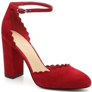 Marc Fisher Sahar Red Suede Closed Toe Block Heel